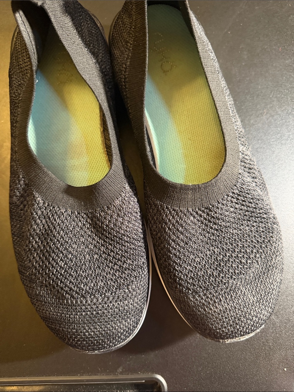 Ryka Black Knit Slip-On Flats